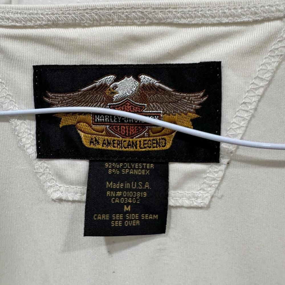 Harley Davidson Women's Medium T Shirt Top White Studded Eagle Logo Made In USA - Picture 5 of 9